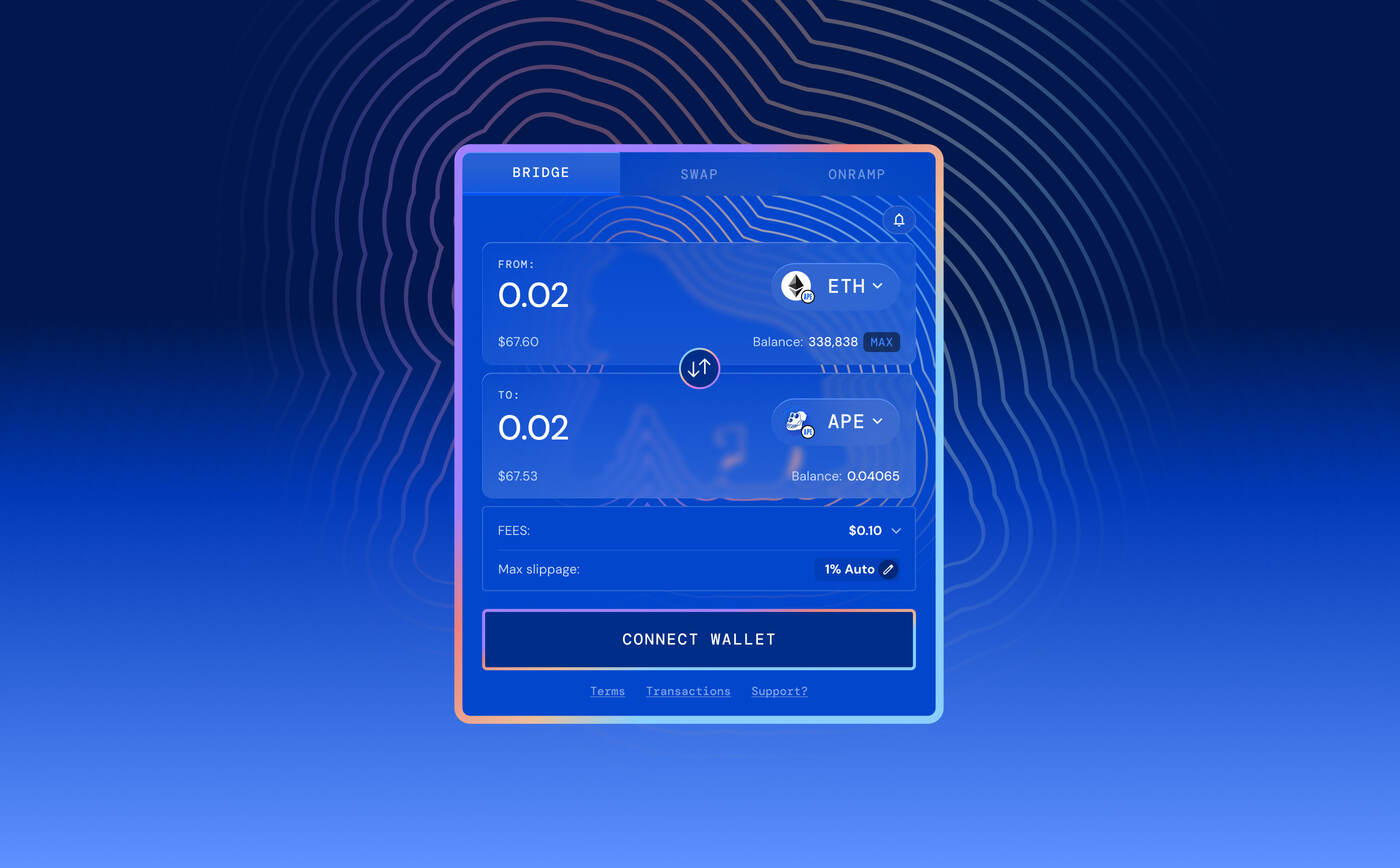 ApeChain swap widget design