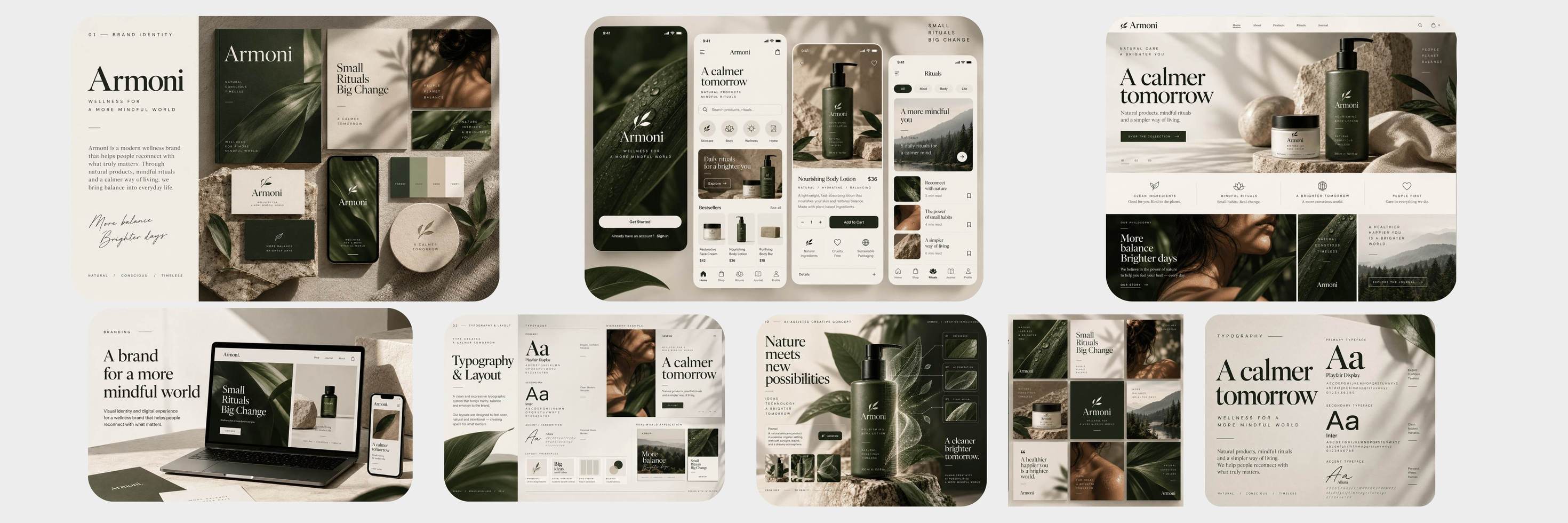 Armoni brand identity and art direction across app, web and print